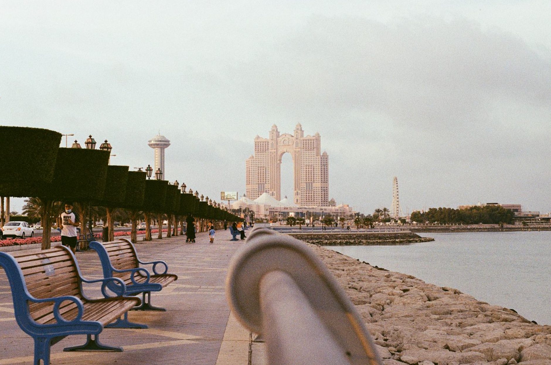 Corniche Beach with the Abu Dhabi skyline behind it