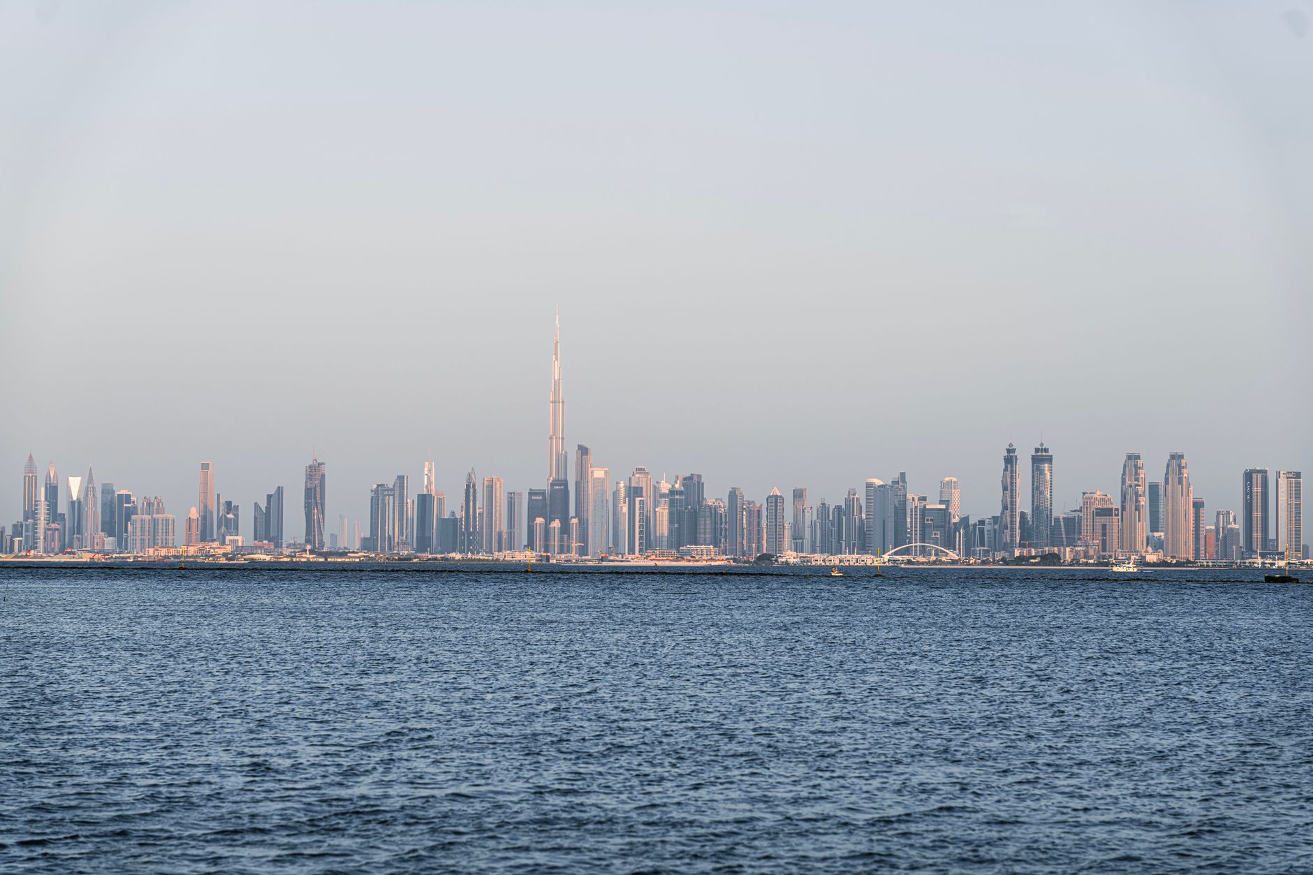 Dubai skyline with the Burj Khalifa at dusk