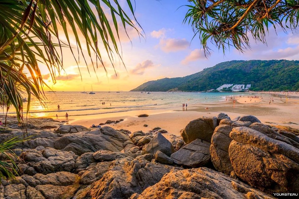 Nai Harn Beach with calm turquoise water