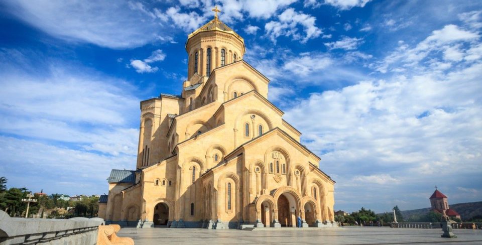 Holy Trinity Cathedral (Sameba) at sunset