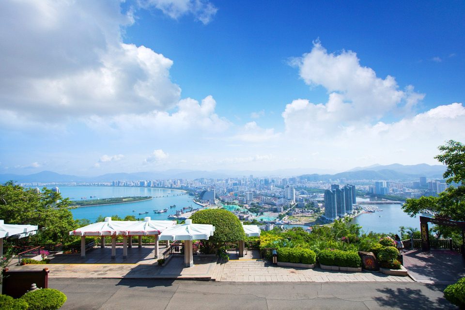 The iconic deer statue at Luhuitou Park overlooking Sanya Bay.