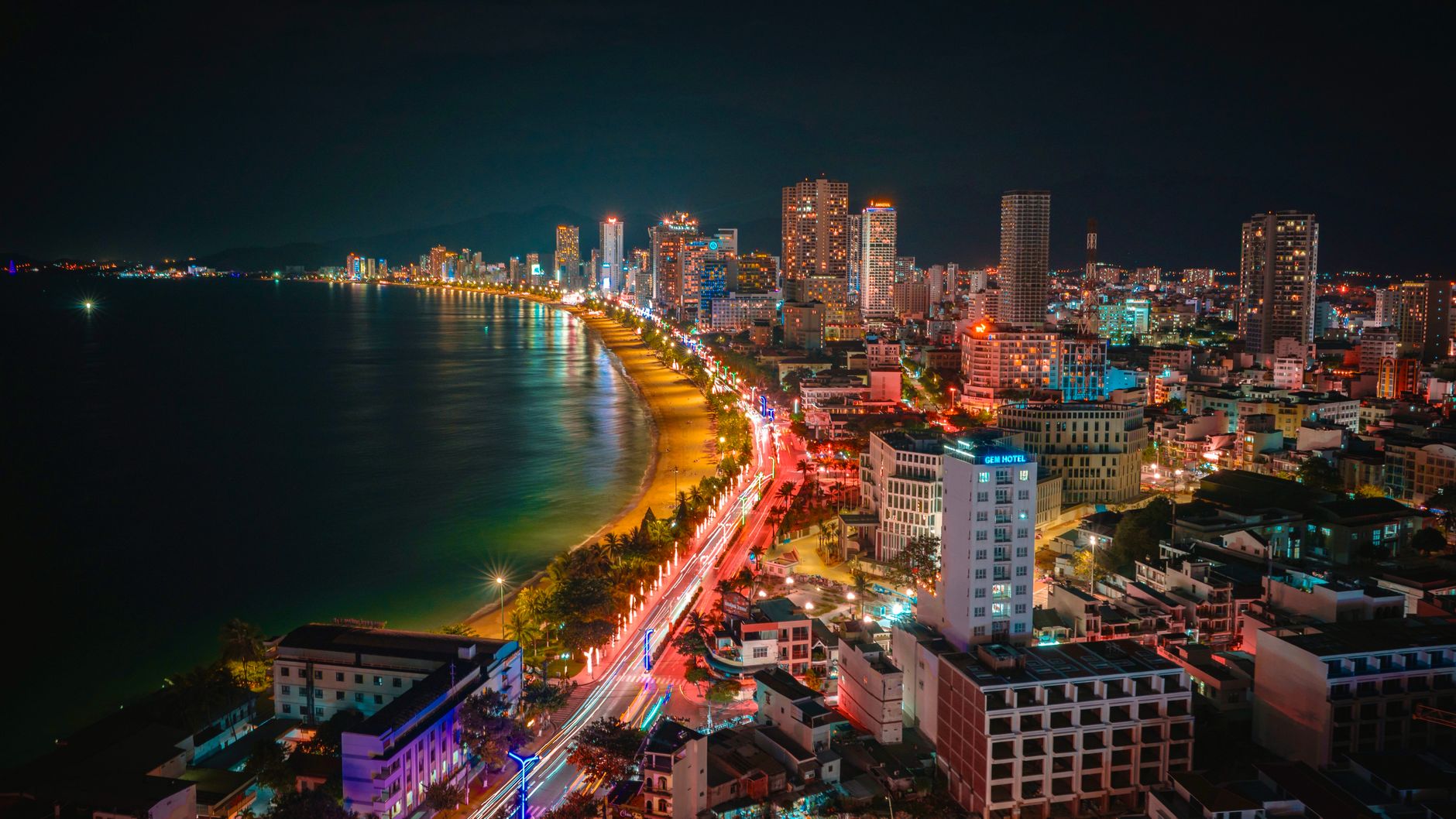 Hotel towers along the Nha Trang shoreline