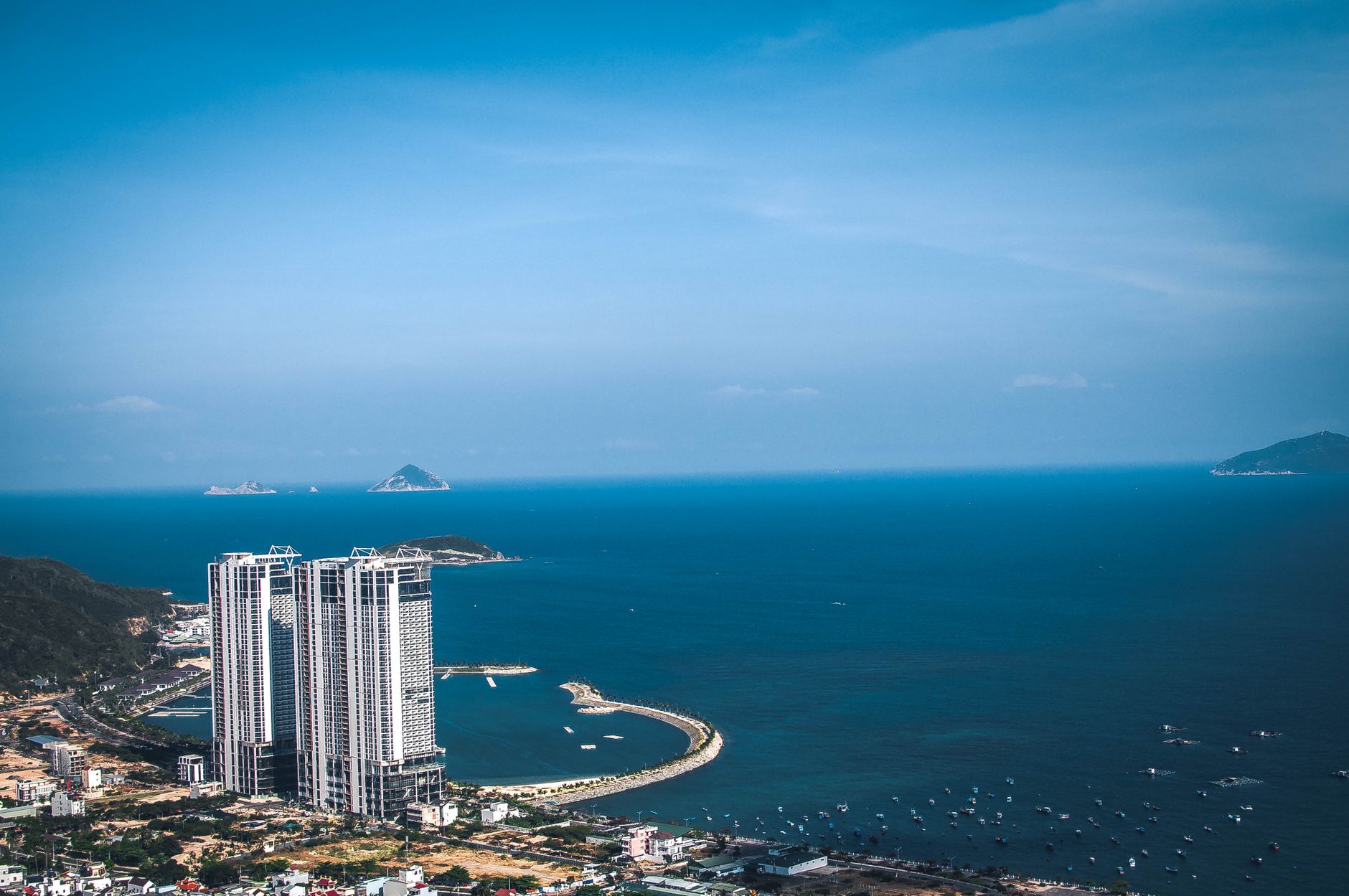 Islands of Nha Trang bay from above