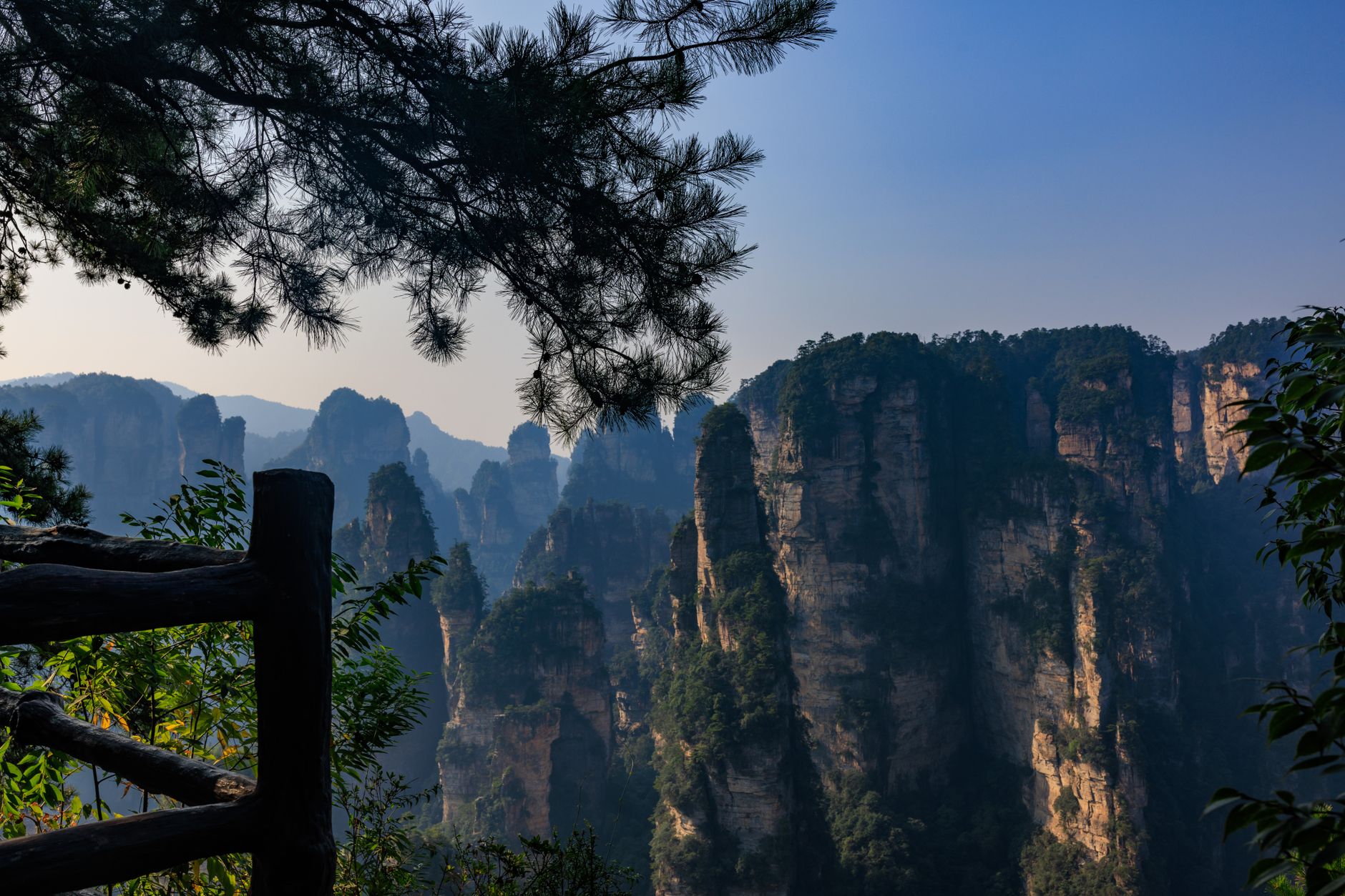 Sandstone pillars in Zhangjiajie National Forest Park